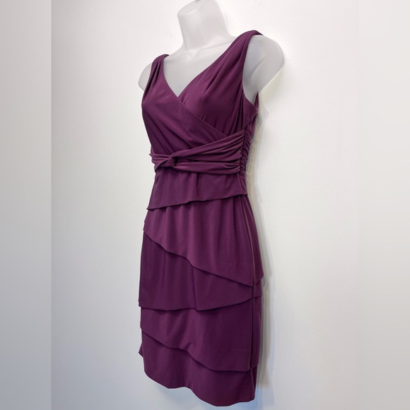 WHBM Instantly Slimming Twist-Detail Sheath Dress Purple Size 4P Petite - Picture 3 of 14